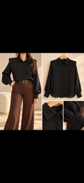 Chemise noire à épaulettes